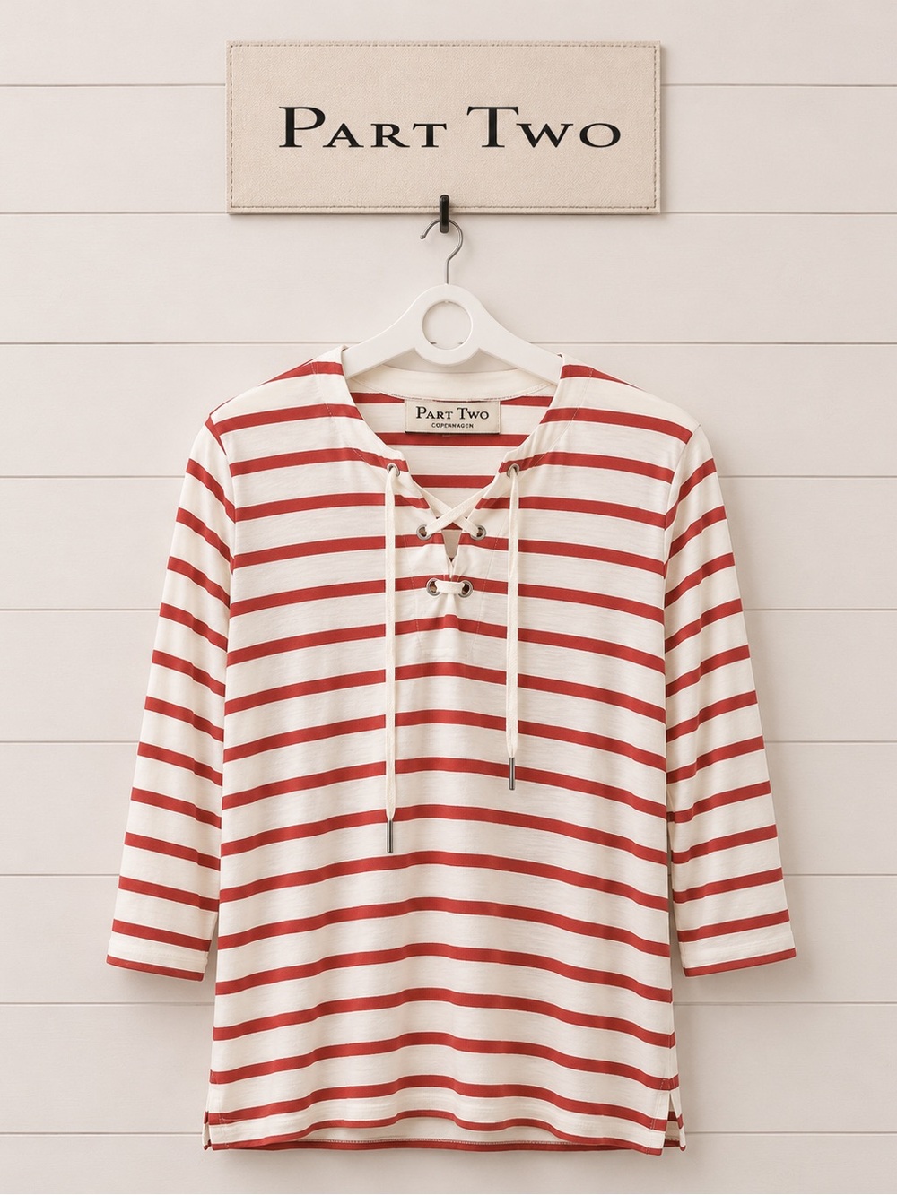 PART TWO – Red & Cream Striped Top – Size S